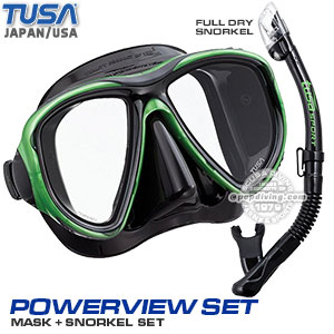 Tusa Japan Powerview mask snorkel paket combo UC-2425